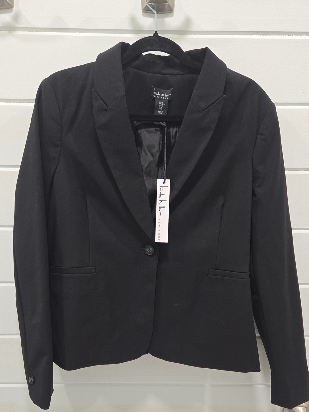 Nicole Miller Black Single-Button Tailored Blazer
